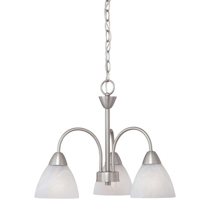 Atlas Lighting Tia 18in 3-Light Chandelier | Traditional Matte Nickel and White Frosted Glass | Kitchen & Dining Room | Model CL11360-NK