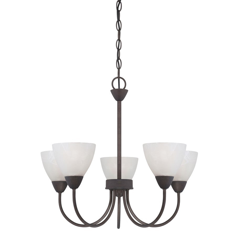 Atlas Lighting Tia 22in 5-Light Chandelier | Traditional Painted Bronze and White Frosted Glass | Kitchen & Dining Room | Model CL11361-BZ