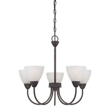 Atlas Lighting Tia 22in 5-Light Chandelier | Traditional Painted Bronze and White Frosted Glass | Kitchen & Dining Room | Model CL11361-BZ