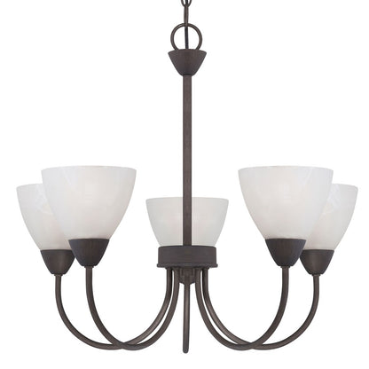 Atlas Lighting Tia 22in 5-Light Chandelier | Traditional Painted Bronze and White Frosted Glass | Kitchen & Dining Room | Model CL11361-BZ
