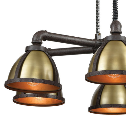 Atlas Lighting Torque 36in 6-Light Chandelier | Industrial Vintage Bronze and Satin Brass | Kitchen & Dining Room | 36 x 36 x 78 in | Model CL11363-BZ