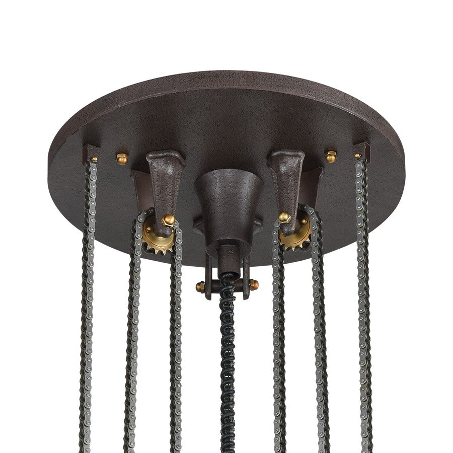 Atlas Lighting Torque 36in 6-Light Chandelier | Industrial Vintage Bronze and Satin Brass | Kitchen & Dining Room | 36 x 36 x 78 in | Model CL11363-BZ