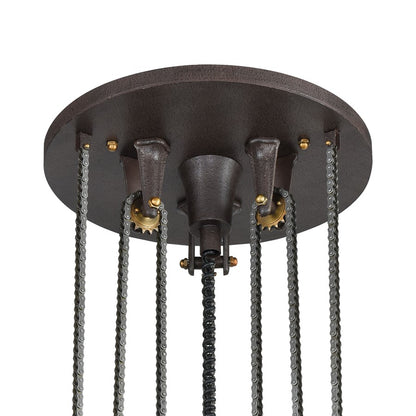 Atlas Lighting Torque 36in 6-Light Chandelier | Industrial Vintage Bronze and Satin Brass | Kitchen & Dining Room | 36 x 36 x 78 in | Model CL11363-BZ