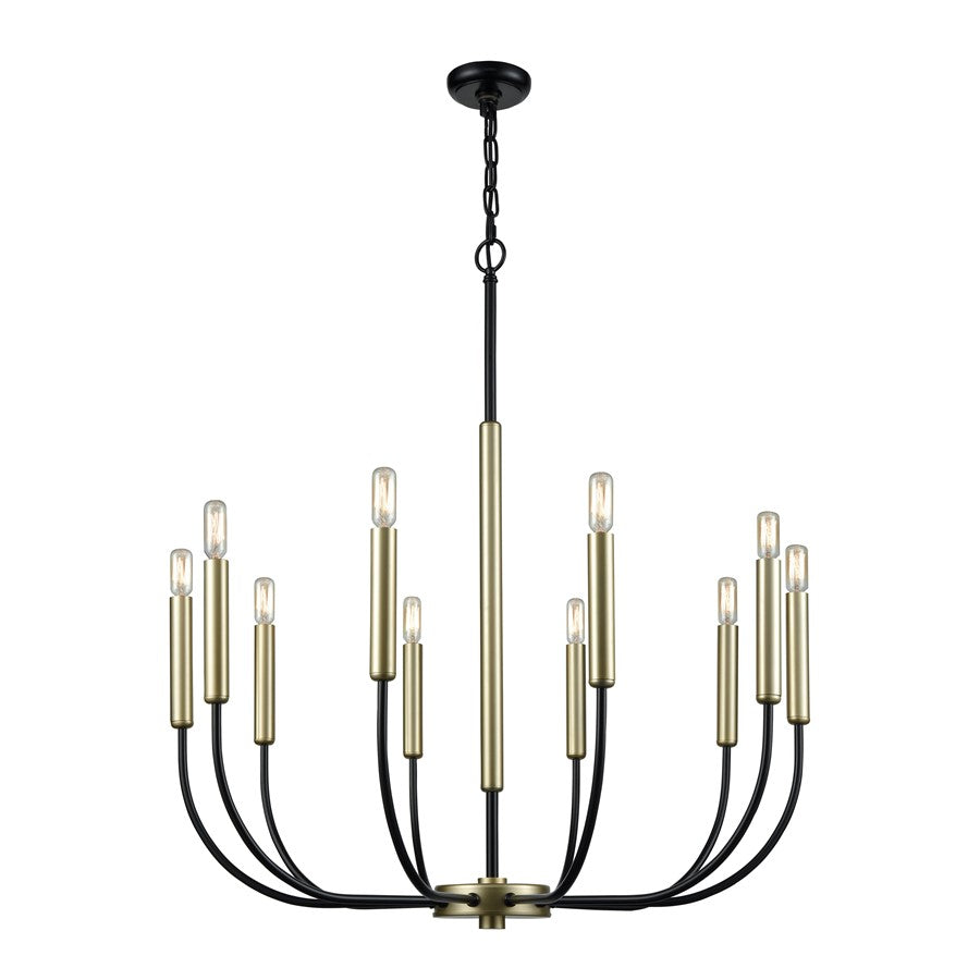 Atlas Lighting Transatlantique 34in 10-Light Chandelier | Traditional Black and Gold Metal | Living Room & Dining Room | Model CL11364-BK