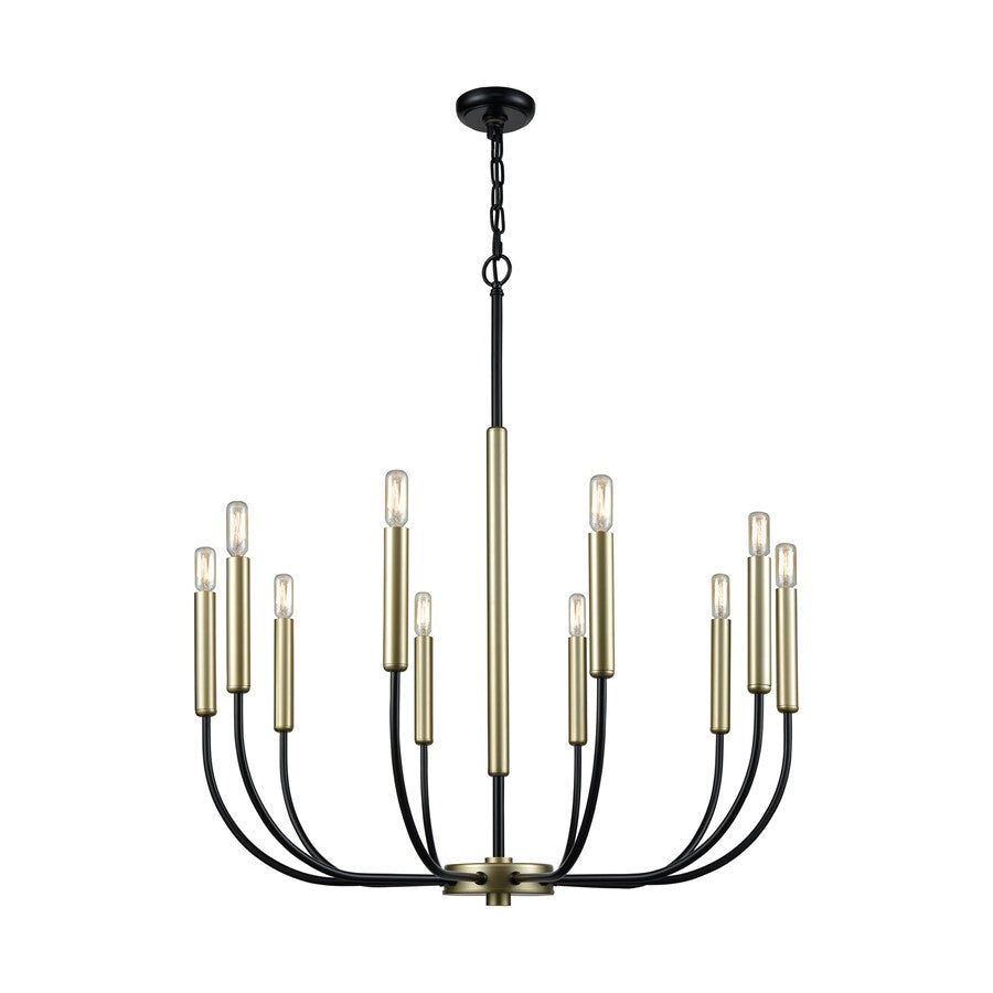 Atlas Lighting Transatlantique 34in 10-Light Chandelier | Traditional Black and Gold Metal | Living Room & Dining Room | Model CL11364-BK