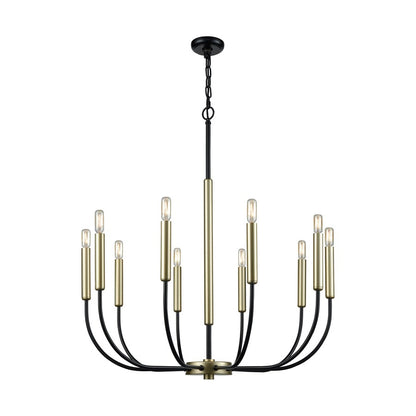 Atlas Lighting Transatlantique 34in 10-Light Chandelier | Traditional Black and Gold Metal | Living Room & Dining Room | Model CL11364-BK