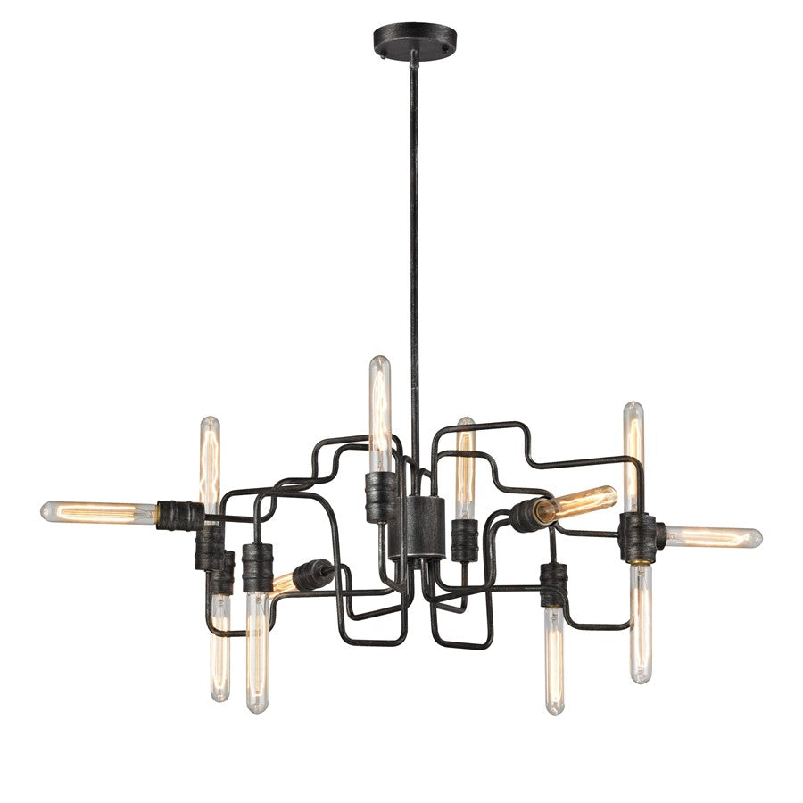 Atlas Lighting Transit 29in 12-Light Chandelier | Modern Silvered Graphite Metal | Living Room & Dining Room | 29 x 29 x 12 in | Model CL11365-BK