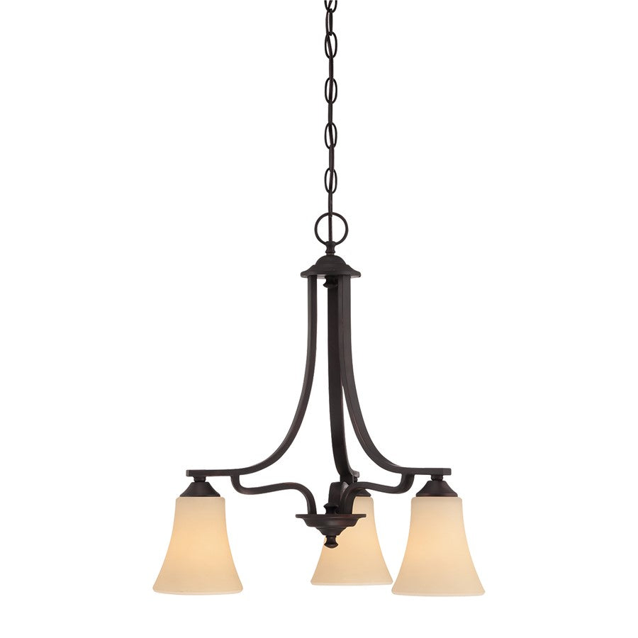 Atlas Lighting Treme 20in 3-Light Chandelier | Traditional Espresso and Amber Glass | Dining Room & Kitchen | 20 x 20 x 20 in | Model CL11367-BN
