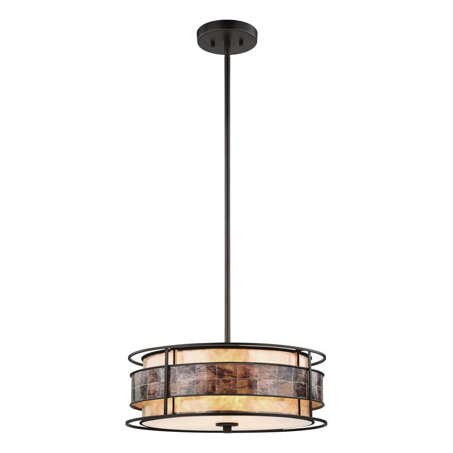 Atlas Lighting Tremont 18in 3-Light Chandelier | Transitional Tiffany Bronze and Tan Mica | Dining Room & Kitchen Island | Model CL11370-BZ