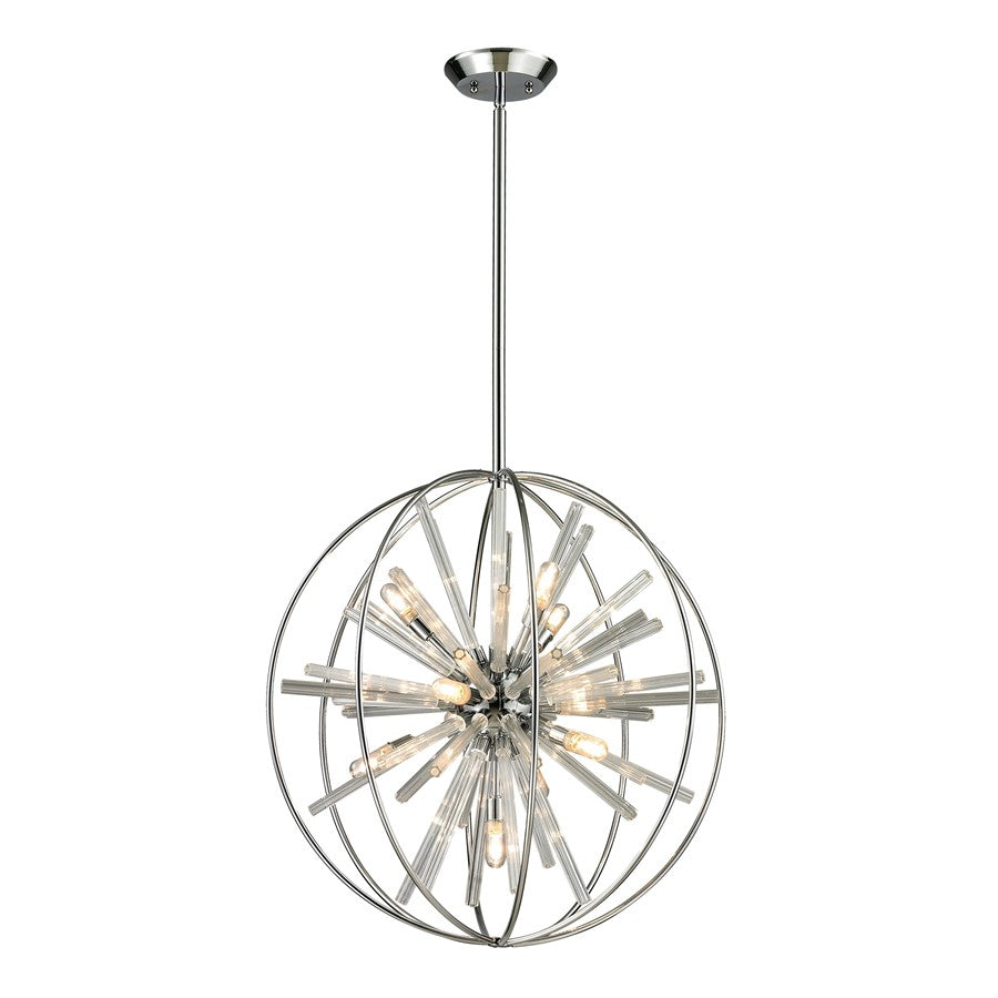 Atlas Lighting Twilight 22in 10-Light Chandelier | Modern Polished Chrome and Clear Glass | Dining Room & Living Room | Model CL11375-CH