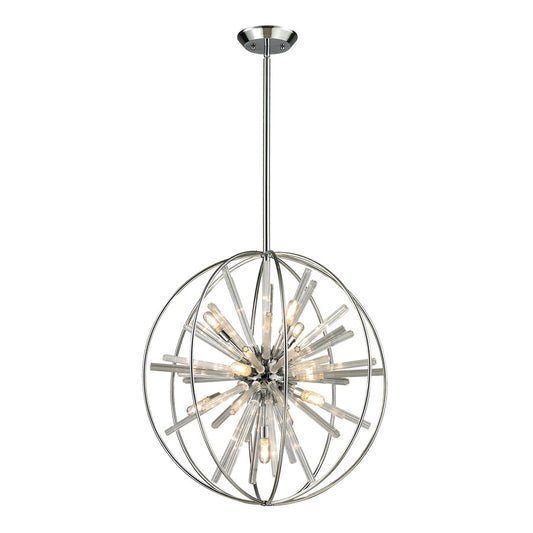 Atlas Lighting Twilight 22in 10-Light Chandelier | Modern Polished Chrome and Clear Glass | Dining Room & Living Room | Model CL11375-CH