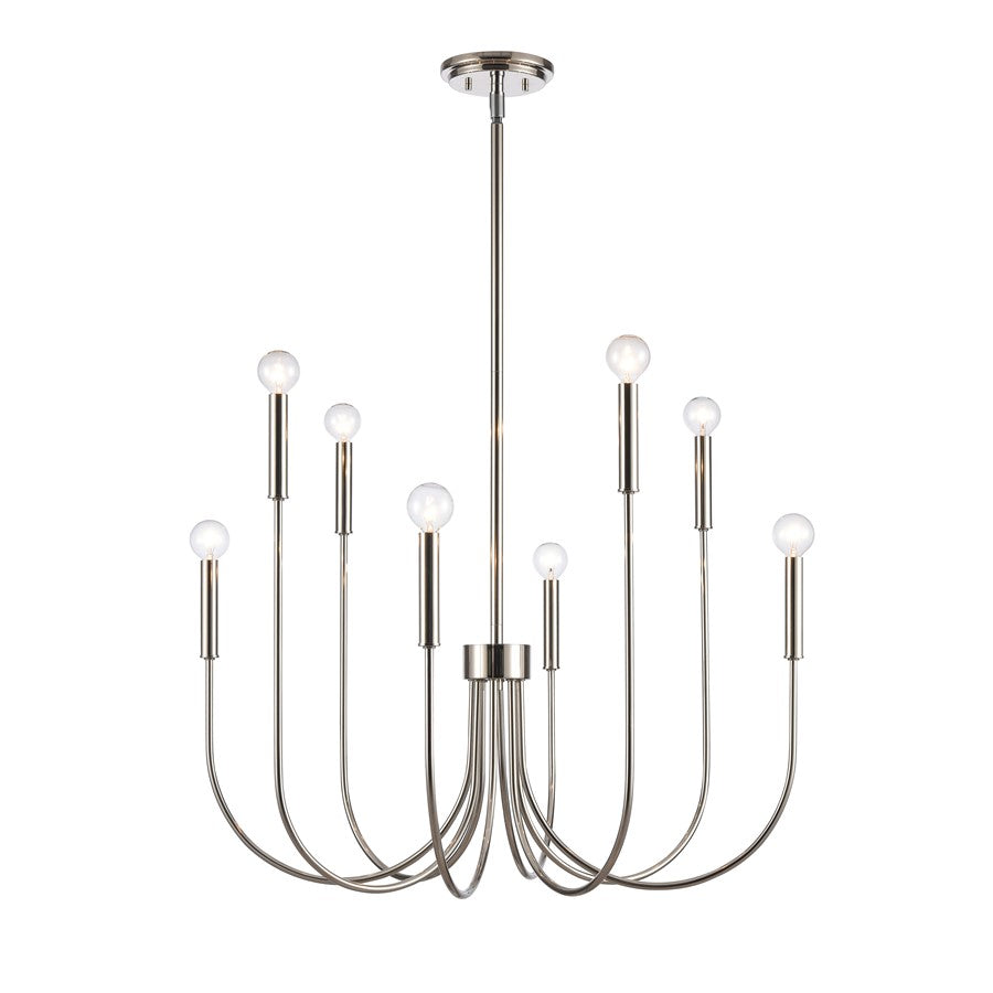 Atlas Lighting Ulla 28in 8-Light Chandelier | Transitional Polished Nickel | Dining Room & Living Room | 28 x 28 x 30 in | Model CL11376-SV