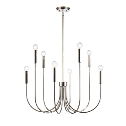 Atlas Lighting Ulla 28in 8-Light Chandelier | Transitional Polished Nickel | Dining Room & Living Room | 28 x 28 x 30 in | Model CL11376-SV