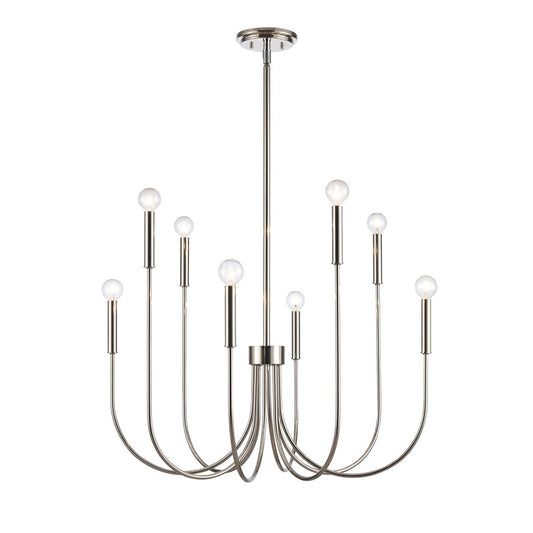 Atlas Lighting Ulla 28in 8-Light Chandelier | Transitional Polished Nickel | Dining Room & Living Room | 28 x 28 x 30 in | Model CL11376-SV