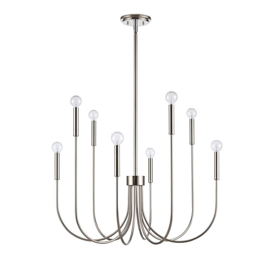 Atlas Lighting Ulla 28in 8-Light Chandelier | Transitional Polished Nickel | Dining Room & Living Room | 28 x 28 x 30 in | Model CL11376-SV