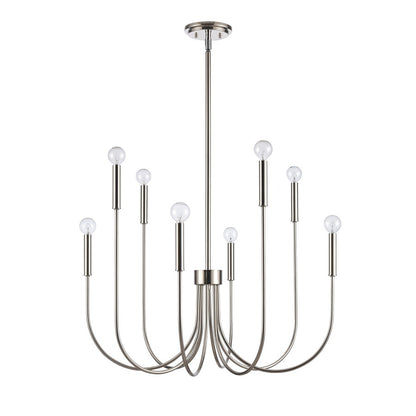 Atlas Lighting Ulla 28in 8-Light Chandelier | Transitional Polished Nickel | Dining Room & Living Room | 28 x 28 x 30 in | Model CL11376-SV