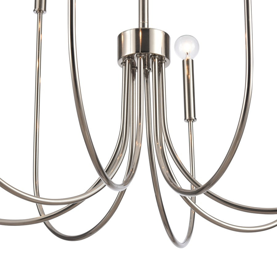 Atlas Lighting Ulla 28in 8-Light Chandelier | Transitional Polished Nickel | Dining Room & Living Room | 28 x 28 x 30 in | Model CL11376-SV