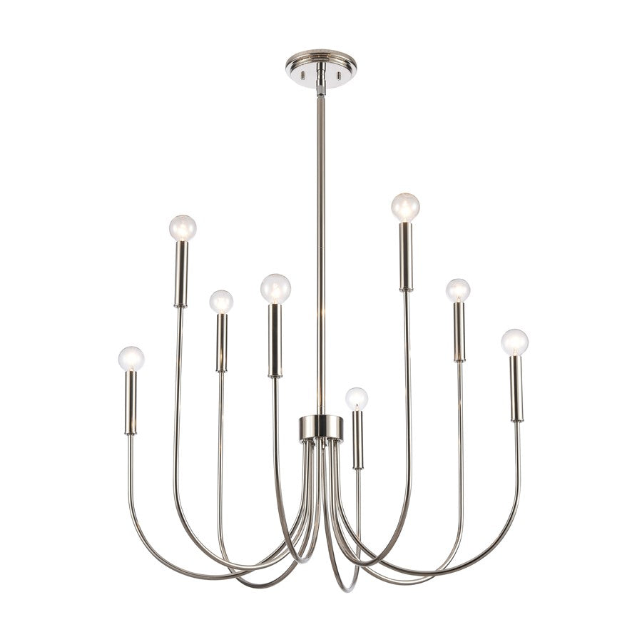 Atlas Lighting Ulla 28in 8-Light Chandelier | Transitional Polished Nickel | Dining Room & Living Room | 28 x 28 x 30 in | Model CL11376-SV