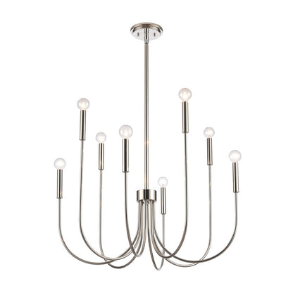 Atlas Lighting Ulla 28in 8-Light Chandelier | Transitional Polished Nickel | Dining Room & Living Room | 28 x 28 x 30 in | Model CL11376-SV