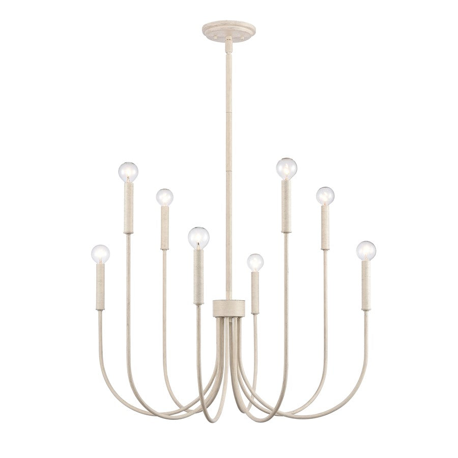 Atlas Lighting Ulla 28in 8-Light Chandelier | Transitional Antique White | Dining Room & Living Room | 28 x 28 x 30 in | Model CL11376-WH