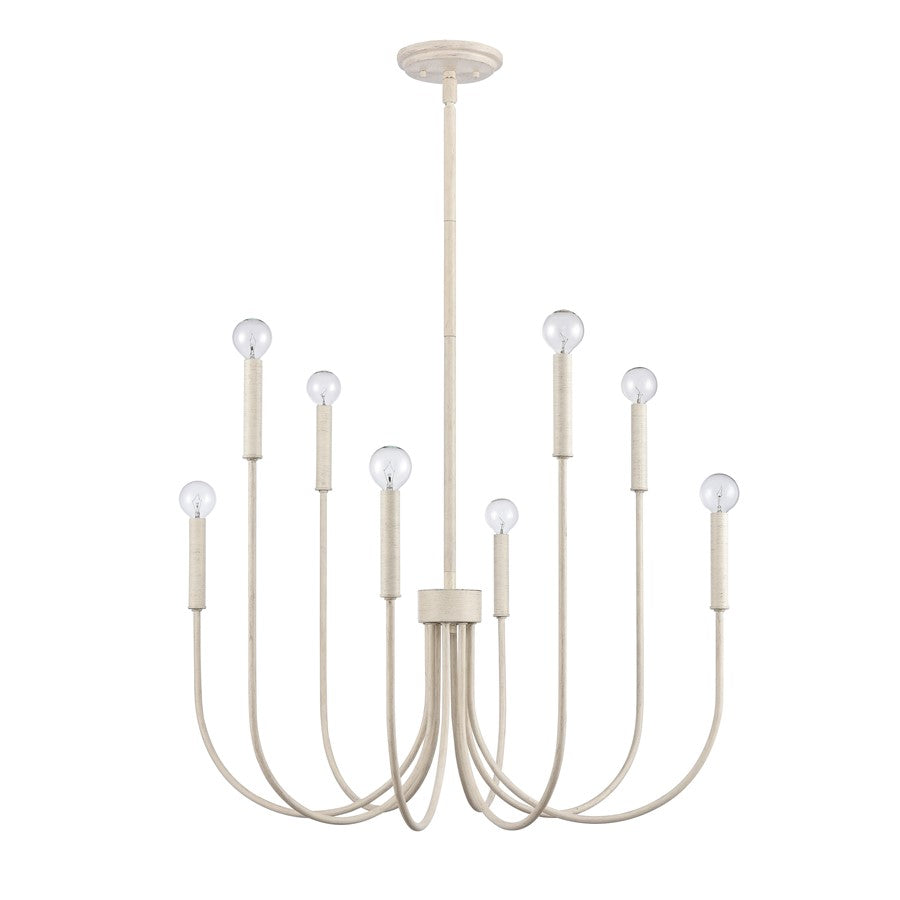 Atlas Lighting Ulla 28in 8-Light Chandelier | Transitional Antique White | Dining Room & Living Room | 28 x 28 x 30 in | Model CL11376-WH