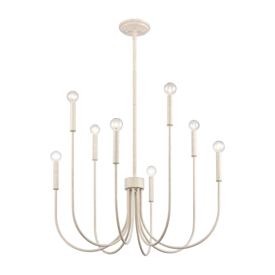 Atlas Lighting Ulla 28in 8-Light Chandelier | Transitional Antique White | Dining Room & Living Room | 28 x 28 x 30 in | Model CL11376-WH