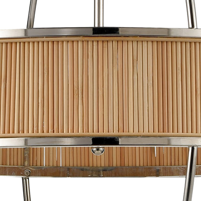 Atlas Lighting Ural 24in 6-Light Chandelier | Transitional Polished Nickel and Natural Bamboo | Dining Room & Living Room | Model CL11380-NK