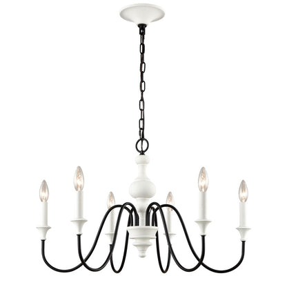 Atlas Lighting Val de Loire 28in 6-Light Chandelier | French Country Textured White and Black Metal | Dining Room & Entryway | Model CL11381-WH