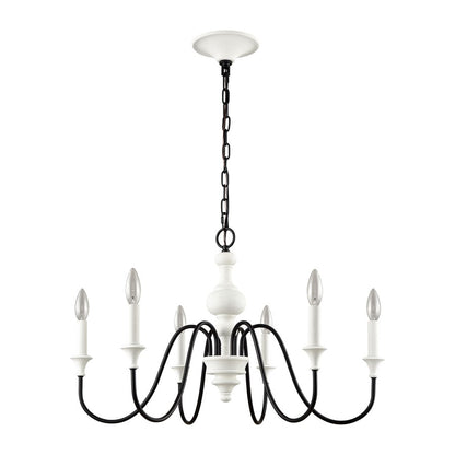 Atlas Lighting Val de Loire 28in 6-Light Chandelier | French Country Textured White and Black Metal | Dining Room & Entryway | Model CL11381-WH