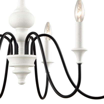 Atlas Lighting Val de Loire 28in 6-Light Chandelier | French Country Textured White and Black Metal | Dining Room & Entryway | Model CL11381-WH