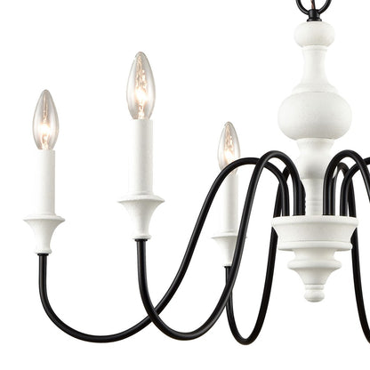 Atlas Lighting Val de Loire 28in 6-Light Chandelier | French Country Textured White and Black Metal | Dining Room & Entryway | Model CL11381-WH