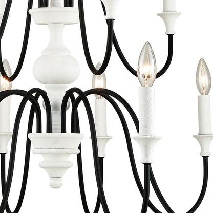 Atlas Lighting Val de Loire 36in 12-Light Chandelier | French Country Textured White Metal | Dining Room & Foyer | 36 x 36 x 28 in | Model CL11382-WH