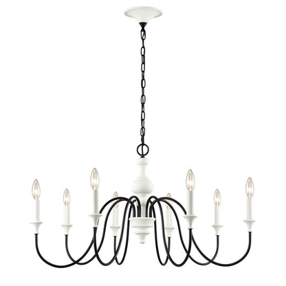 Atlas Lighting Val de Loire 36in 8-Light Chandelier | French Country Textured White Metal | Dining Room & Foyer | 36 x 36 x 19 in | Model CL11383-WH