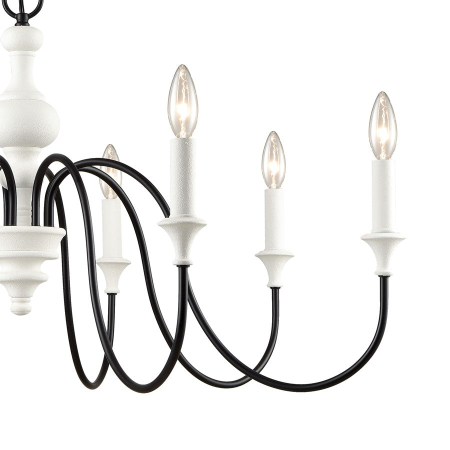 Atlas Lighting Val de Loire 36in 8-Light Chandelier | French Country Textured White Metal | Dining Room & Foyer | 36 x 36 x 19 in | Model CL11383-WH