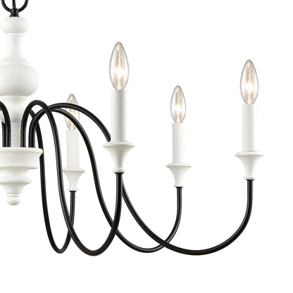Atlas Lighting Val de Loire 36in 8-Light Chandelier | French Country Textured White Metal | Dining Room & Foyer | 36 x 36 x 19 in | Model CL11383-WH