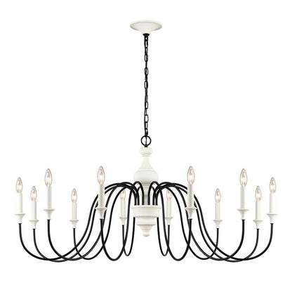Atlas Lighting Val de Loire 48in 12-Light Chandelier | French Country Textured White Metal | Dining Room & Foyer | 48 x 48 x 23 in | Model CL11384-WH
