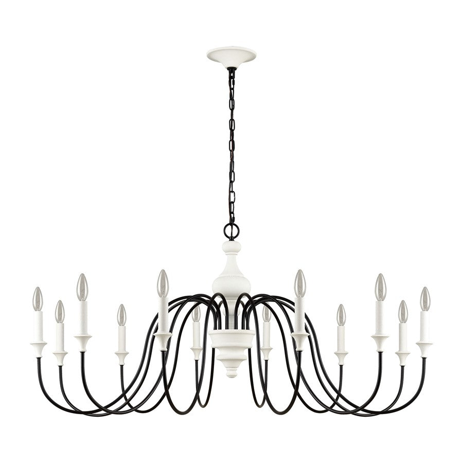 Atlas Lighting Val de Loire 48in 12-Light Chandelier | French Country Textured White Metal | Dining Room & Foyer | 48 x 48 x 23 in | Model CL11384-WH