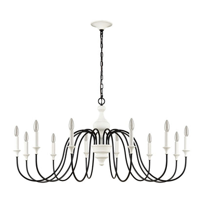 Atlas Lighting Val de Loire 48in 12-Light Chandelier | French Country Textured White Metal | Dining Room & Foyer | 48 x 48 x 23 in | Model CL11384-WH