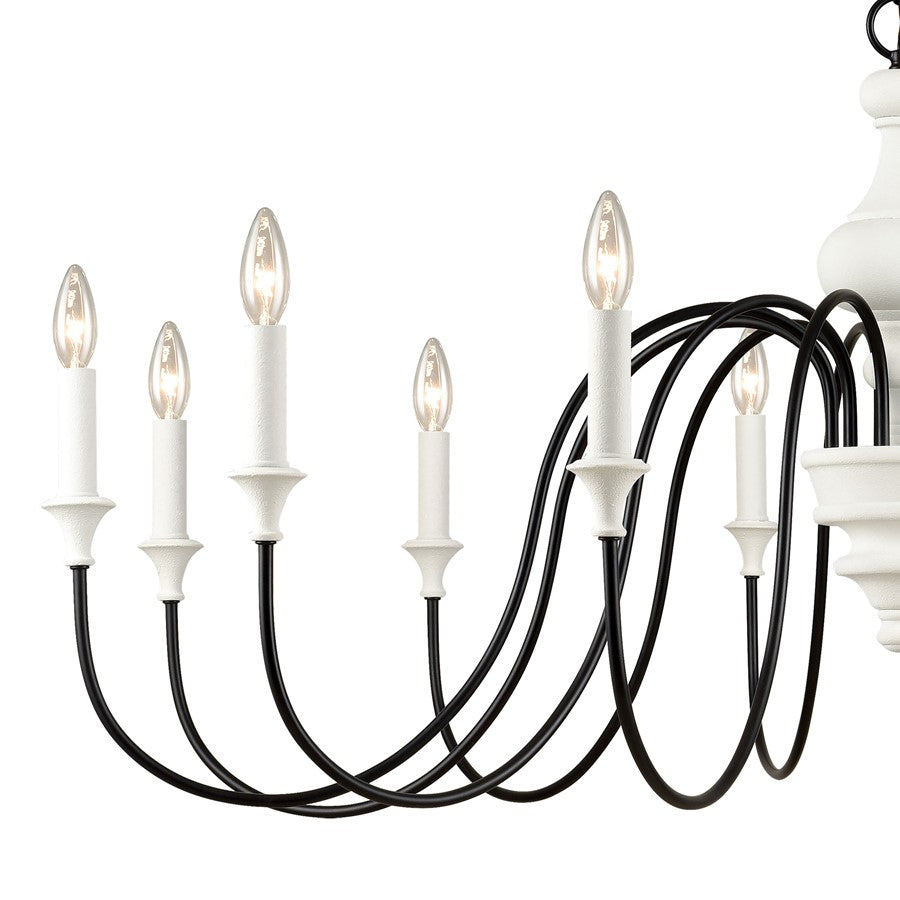 Atlas Lighting Val de Loire 48in 12-Light Chandelier | French Country Textured White Metal | Dining Room & Foyer | 48 x 48 x 23 in | Model CL11384-WH