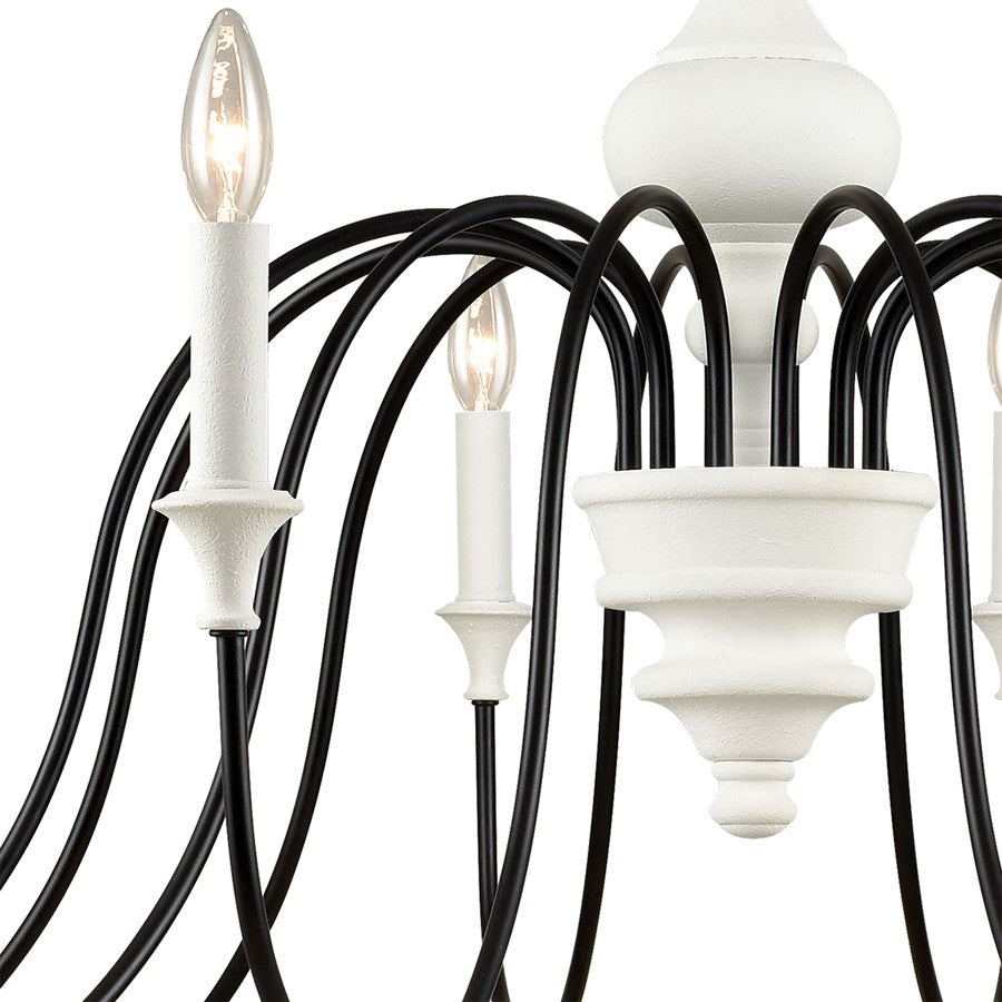 Atlas Lighting Val de Loire 48in 12-Light Chandelier | French Country Textured White Metal | Dining Room & Foyer | 48 x 48 x 23 in | Model CL11384-WH