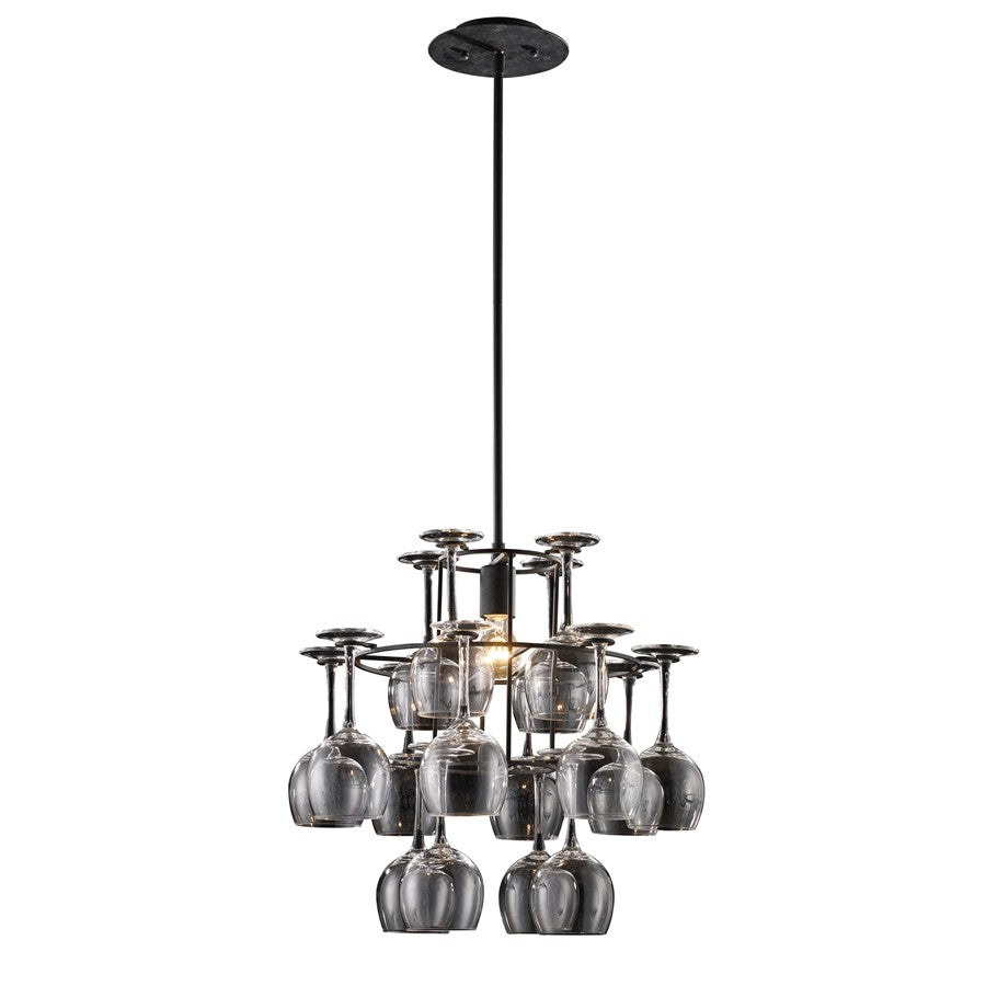 Atlas Lighting Vintage 19in 1-Light Chandelier | Transitional Dark Rust and Clear Glass | Kitchen Island & Dining Room | Model CL11387-BK