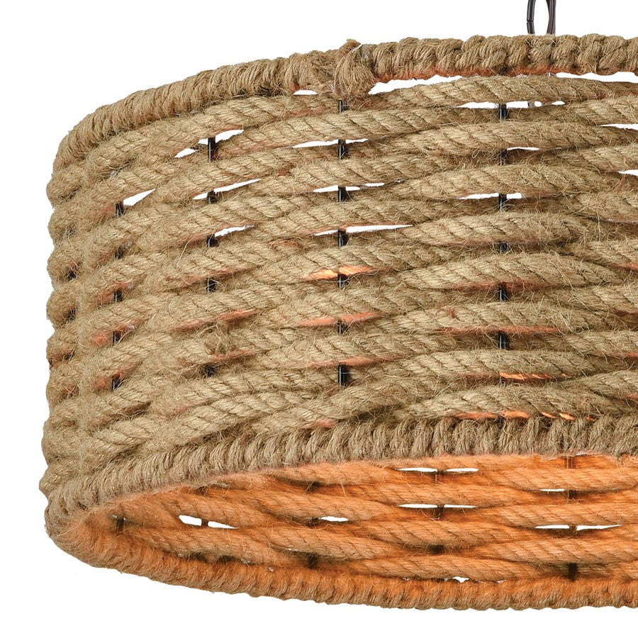 Atlas Lighting Weaverton 19in 3-Light Chandelier | Transitional Natural Rope and Oil Rubbed Bronze | Dining Room & Living Room | Model CL11389-NA