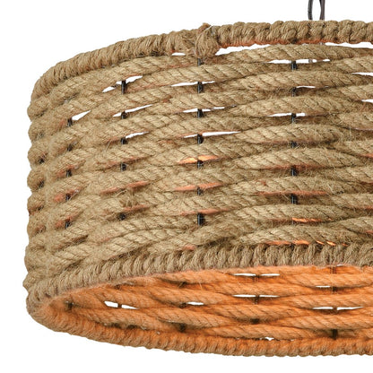 Atlas Lighting Weaverton 19in 3-Light Chandelier | Transitional Natural Rope and Oil Rubbed Bronze | Dining Room & Living Room | Model CL11389-NA