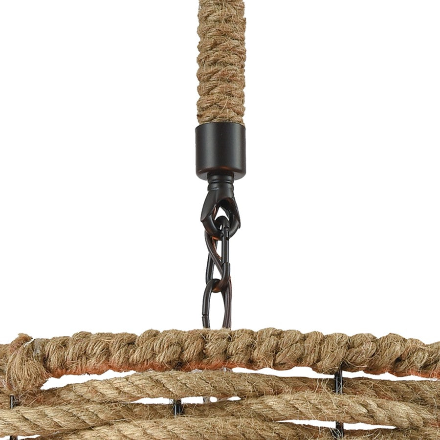 Atlas Lighting Weaverton 19in 3-Light Chandelier | Transitional Natural Rope and Oil Rubbed Bronze | Dining Room & Living Room | Model CL11389-NA