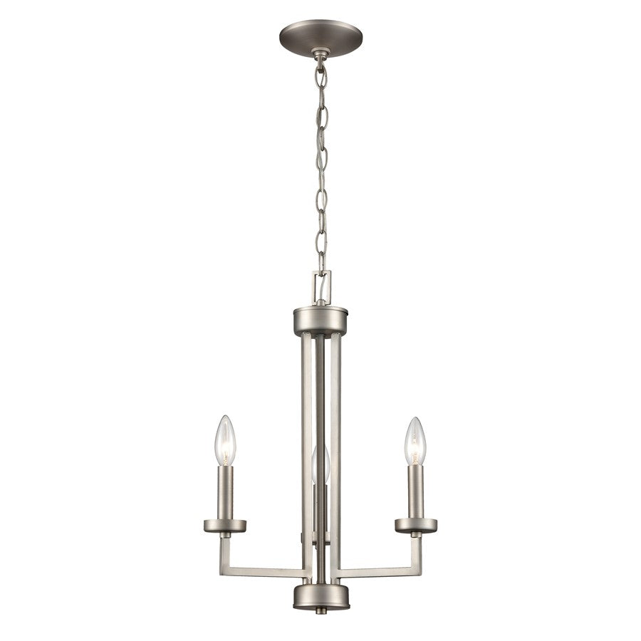 Atlas Lighting West End 15in 3-Light Chandelier | Transitional Brushed Nickel Metal | Dining Room & Living Room | 15 x 15 x 19 in | Model CL11390-NK