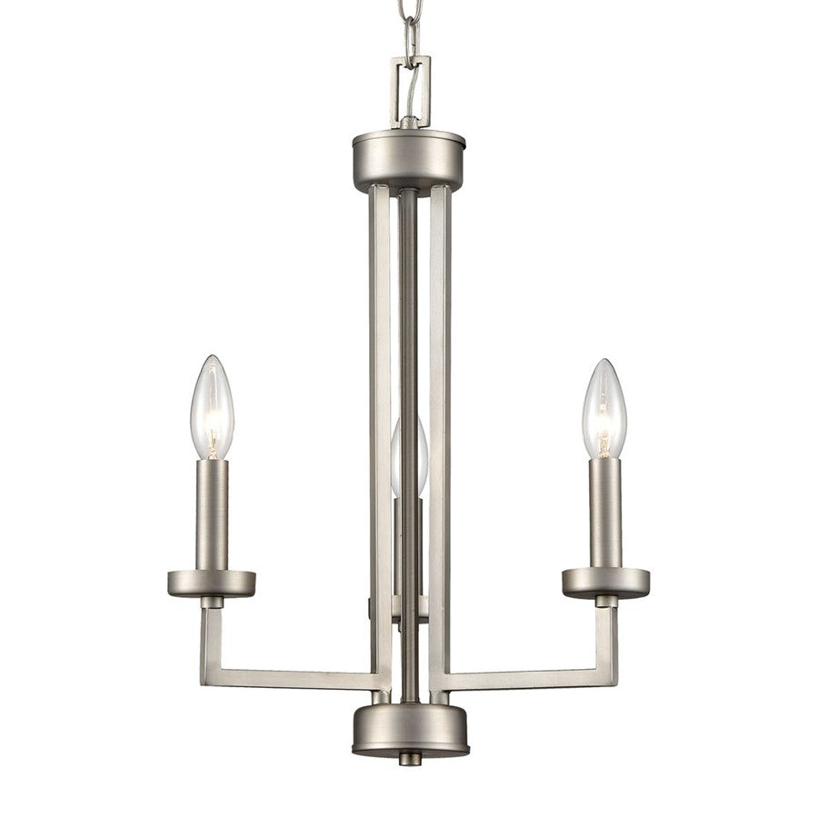 Atlas Lighting West End 15in 3-Light Chandelier | Transitional Brushed Nickel Metal | Dining Room & Living Room | 15 x 15 x 19 in | Model CL11390-NK
