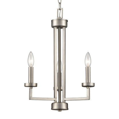 Atlas Lighting West End 15in 3-Light Chandelier | Transitional Brushed Nickel Metal | Dining Room & Living Room | 15 x 15 x 19 in | Model CL11390-NK