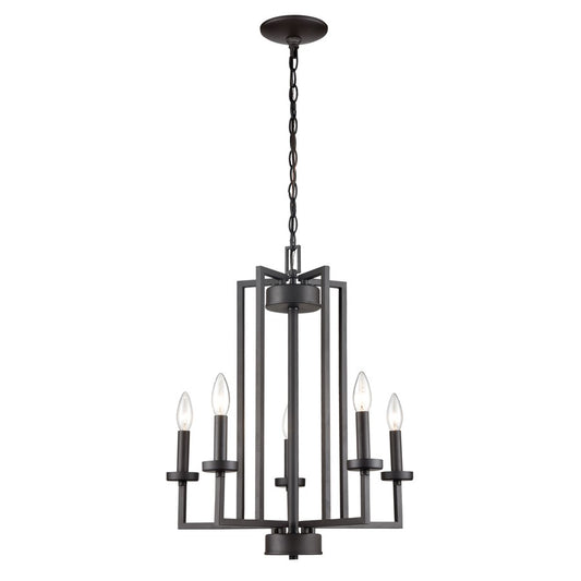 Atlas Lighting West End 20in 5-Light Chandelier | Transitional Oil Rubbed Bronze Metal | Dining Room & Living Room | Model CL11391-BZ