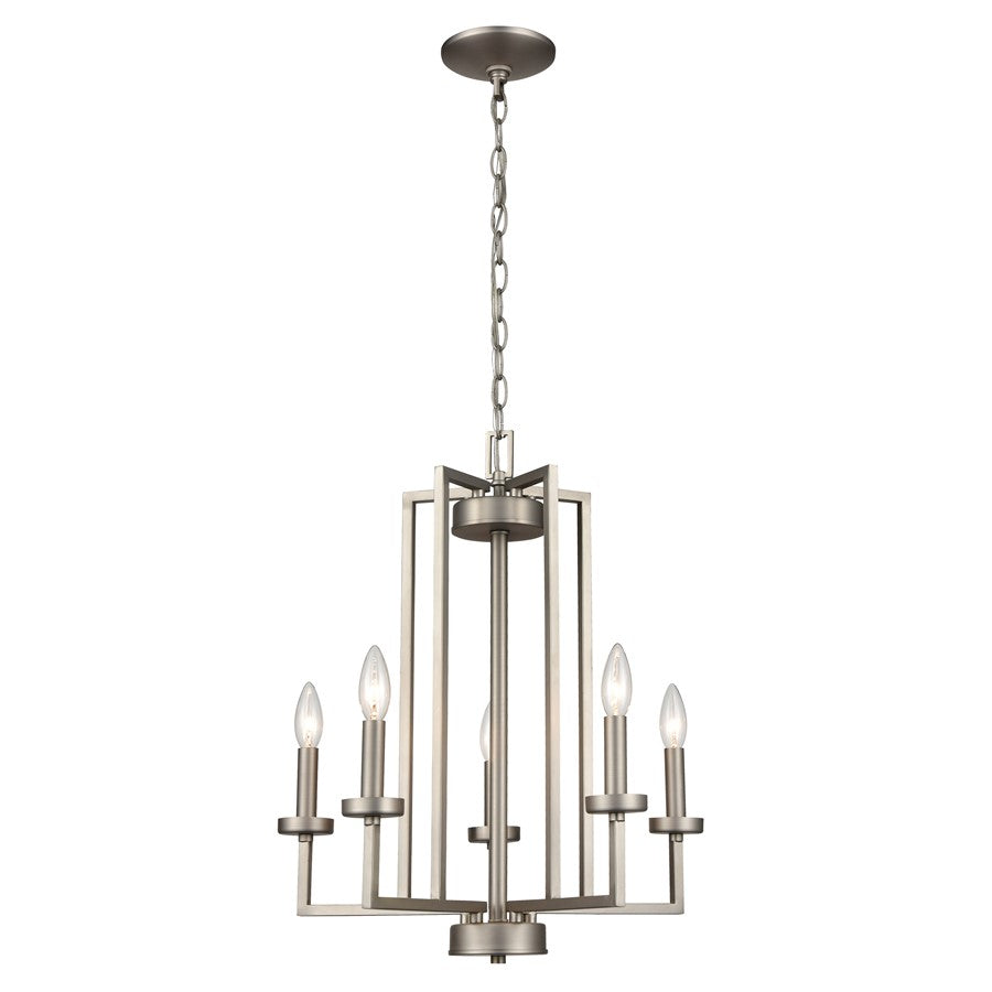 Atlas Lighting West End 20in 5-Light Chandelier | Transitional Brushed Nickel Metal | Dining Room & Living Room | 20 x 20 x 22 in | Model CL11391-NK