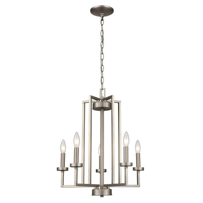 Atlas Lighting West End 20in 5-Light Chandelier | Transitional Brushed Nickel Metal | Dining Room & Living Room | 20 x 20 x 22 in | Model CL11391-NK